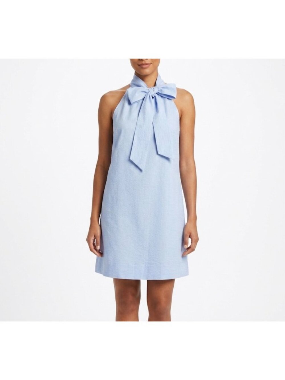 J.Crew Womens Blue Halter Dress Sz 6 100% Cotton Lined Lightweight sleeveless
